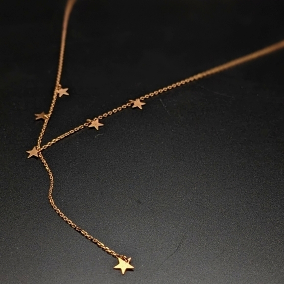 ROSE Gold toned Star Necklace with Dangle Charms - Picture 1 of 7